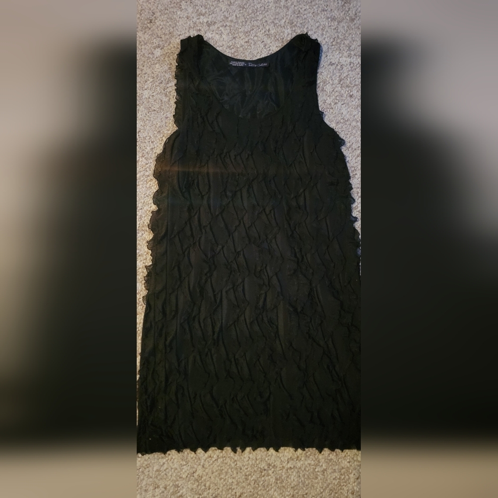 Zara Black Ruffled Mini Dress - Picture 2 of 14